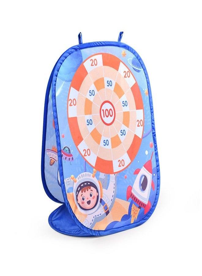 بيبي جو مجموعة ألعاب BabyGo 2 في 1 للأطفال بتصميم فضائي، لوحة رمي السهام ولعبة رمي السهام | لعبة تصويب داخلية وخارجية للأولاد والبنات | 6 كرات لاصقة، 6 سهام، 6 أكياس فاصولياء، لوحة قابلة للطي وحقيبة حمل | لعبة تعليمية ممتعة للأطفال من عمر 3 سنوات فما فوق - Image 3